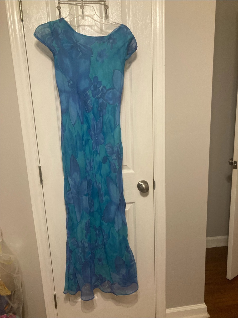 Vintage Y2K Alyn Paige Blue Floral Maxi Dress
